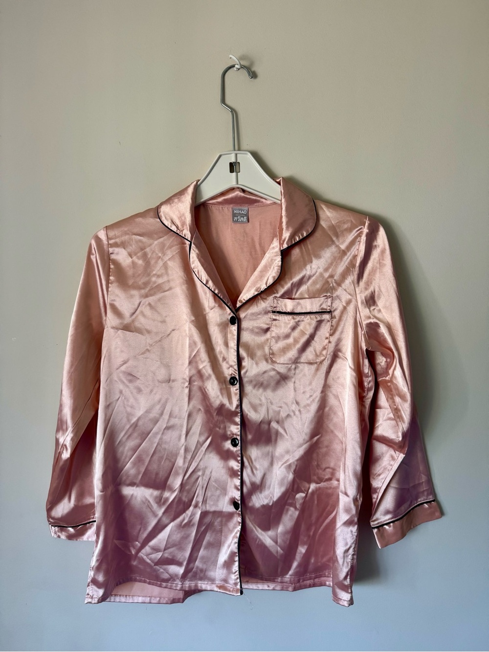 Silky Pink Satin Pajama Set